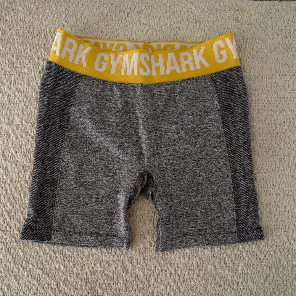 Gymshark Heather Gray Shorts with Yellow Waistband